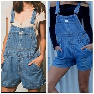 90s Calvin Klein jean bib overalls shorts large